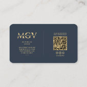 Modernes Radio Host Podcast Monogram Elegant Blau Visitenkarte (Rückseite)