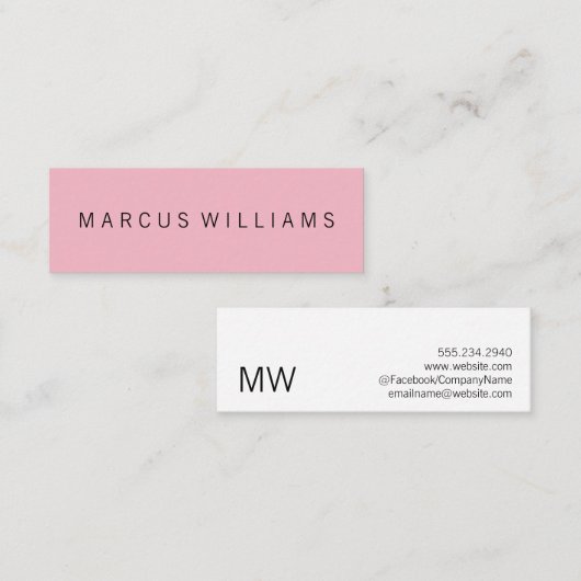 Modernes, raffiniertes Rosa Mini Visitenkarte (Vorne/Hinten)