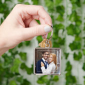 Modernes Rahmen- und Monogramm-Foto Schlüsselanhänger (Hand)