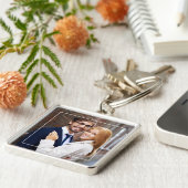 Modernes Rahmen- und Monogramm-Foto Schlüsselanhänger (Seite)