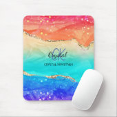 Modernes Rainbow-Agate-Glitzer Monogram Mousepad (Mit Mouse)