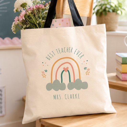 Modernes Rainbow Bestes Lehrer-Geschenk Tragetasche