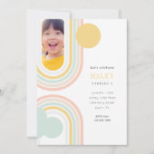 Modernes Rainbow-Birthday-Foto Einladung (Vorderseite)