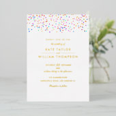 Modernes Rainbow Confetti Foto Wedding Gold Folieneinladung (Stehend vorne)