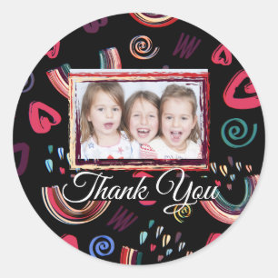 Modernes Rainbow Custom Foto Classic Round Runder Aufkleber