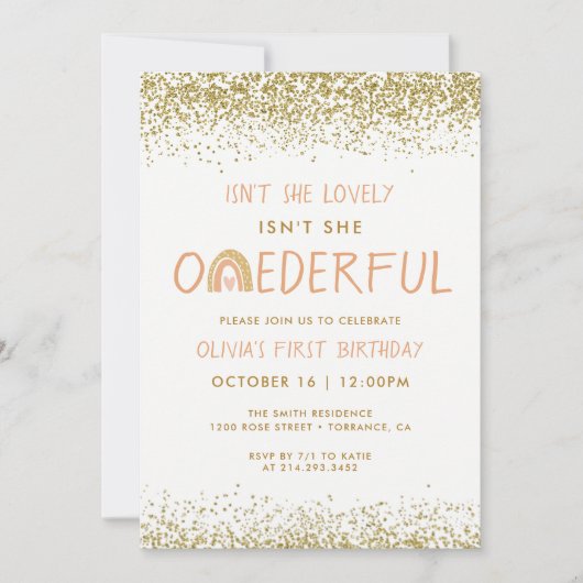 Modernes Rainbow Girl Einladung (Vorderseite)