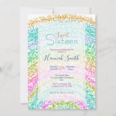 Modernes Rainbow Glitzer Dots Design Einladung (Vorderseite)