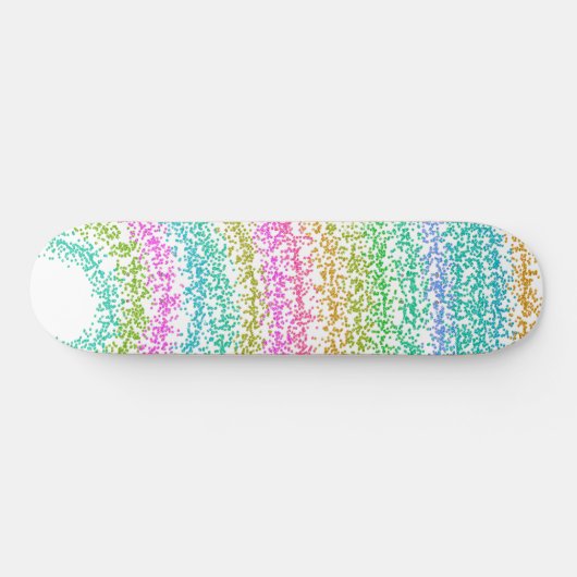 Modernes Rainbow Glitzer Dots Design Skateboard (Horizontal)
