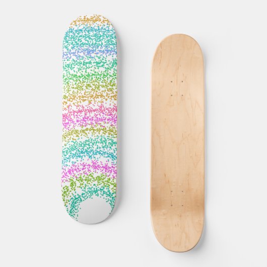 Modernes Rainbow Glitzer Dots Design Skateboard (Vorderseite)