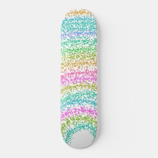 Modernes Rainbow Glitzer Dots Design Skateboard (Vorderseite)