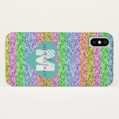 Modernes Rainbow Glitzer Script Name Monogram Case-Mate iPhone Hülle (Rückseite (Horizontal))