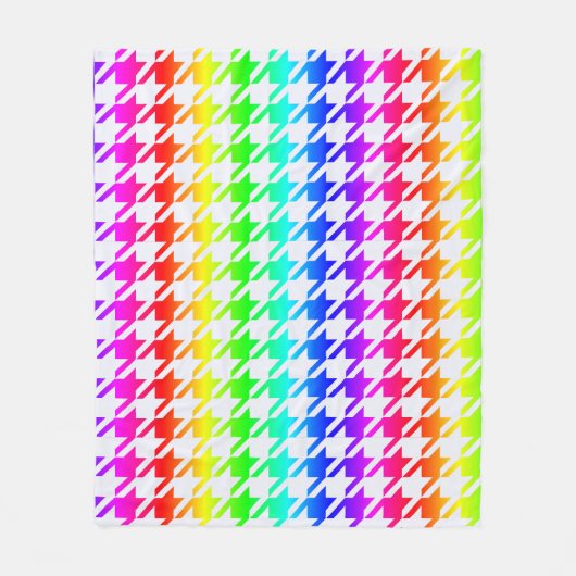 Modernes Rainbow Gradient Hahnentrittmuster Patter Fleecedecke (Vorderseite)