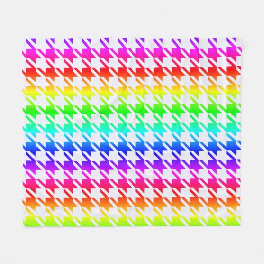 Modernes Rainbow Gradient Hahnentrittmuster Patter Fleecedecke (Vorderseite (Horizontal))