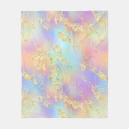 Modernes Rainbow-Gradient- und Gold-Marmormuster Fleecedecke