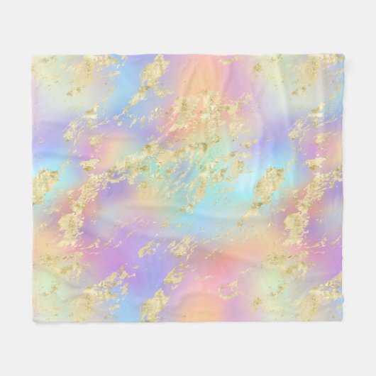 Modernes Rainbow-Gradient- und Gold-Marmormuster Fleecedecke (Vorderseite (Horizontal))