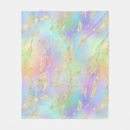 Modernes Rainbow-Gradient- und Gold-Marmormuster Fleecedecke