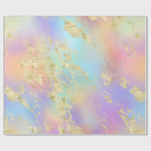 Modernes Rainbow-Gradient- und Gold-Marmormuster Geschenkpapier (Flach)