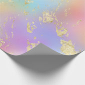Modernes Rainbow-Gradient- und Gold-Marmormuster Geschenkpapier (Ecke)