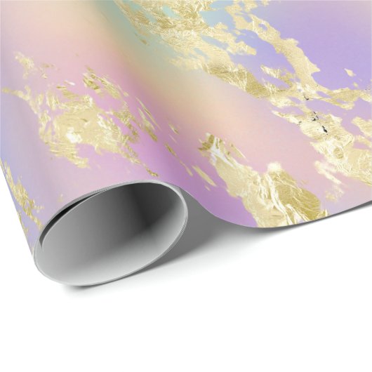 Modernes Rainbow-Gradient- und Gold-Marmormuster Geschenkpapier (Rolleneckpunkt)