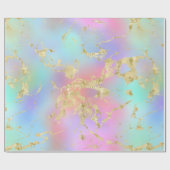 Modernes Rainbow-Gradient- und Gold-Marmormuster Geschenkpapier (Flach)