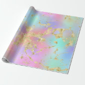 Modernes Rainbow-Gradient- und Gold-Marmormuster Geschenkpapier (Ungerollt)