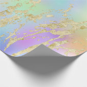 Modernes Rainbow-Gradient- und Gold-Marmormuster Geschenkpapier (Ecke)
