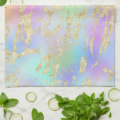 Modernes Rainbow-Gradient- und Gold-Marmormuster Geschirrtuch (Gefaltet)