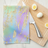 Modernes Rainbow-Gradient- und Gold-Marmormuster Geschirrtuch (Viertel Falte)