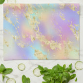 Modernes Rainbow-Gradient- und Gold-Marmormuster Geschirrtuch (Gefaltet)