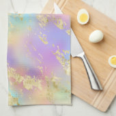 Modernes Rainbow-Gradient- und Gold-Marmormuster Geschirrtuch (Viertel Falte)