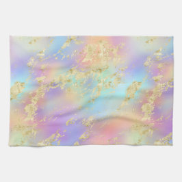 Modernes Rainbow-Gradient- und Gold-Marmormuster Geschirrtuch