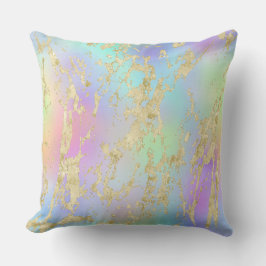 Modernes Rainbow-Gradient- und Gold-Marmormuster Kissen