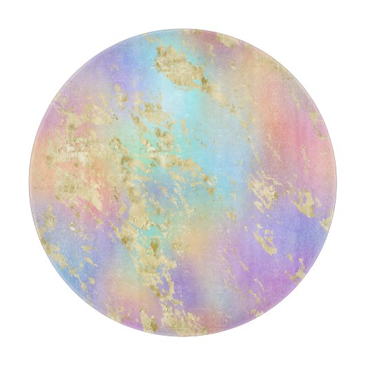 Modernes Rainbow-Gradient- und Gold-Marmormuster Schneidebrett (Vorderseite)