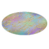 Modernes Rainbow-Gradient- und Gold-Marmormuster Schneidebrett (Ecke)