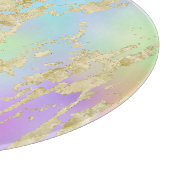 Modernes Rainbow-Gradient- und Gold-Marmormuster Schneidebrett (Ecke)