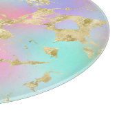 Modernes Rainbow-Gradient- und Gold-Marmormuster Schneidebrett (Ecke)