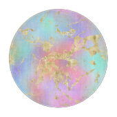 Modernes Rainbow-Gradient- und Gold-Marmormuster Schneidebrett (Vorderseite)