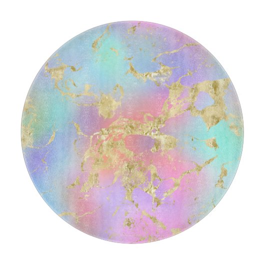 Modernes Rainbow-Gradient- und Gold-Marmormuster Schneidebrett (Vorderseite)