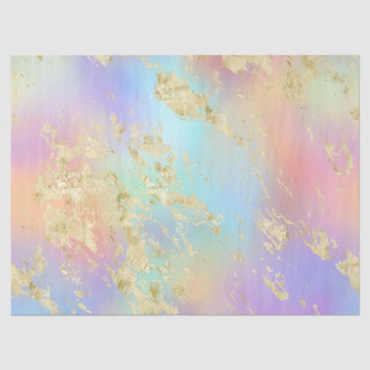 Modernes Rainbow-Gradient- und Gold-Marmormuster Seidenpapier (Vorderseite)