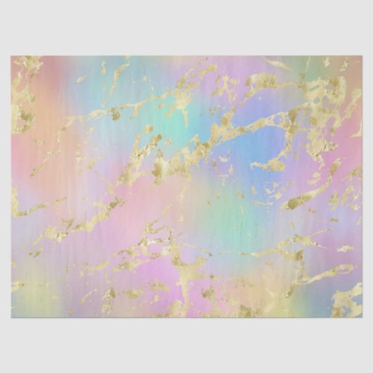 Modernes Rainbow-Gradient- und Gold-Marmormuster Seidenpapier (Vorderseite)