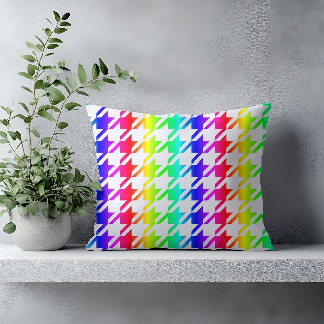 Modernes Rainbow-Hahnentrittmuster-Muster Kissen (Von Creator hochgeladen)
