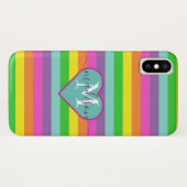 Modernes Rainbow-Heftskriptname Monogram Case-Mate iPhone Hülle (Rückseite (Horizontal))