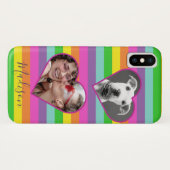 Modernes Rainbow-Herz-Foto-Script-Name Monogram C Case-Mate iPhone Hülle (Rückseite (Horizontal))
