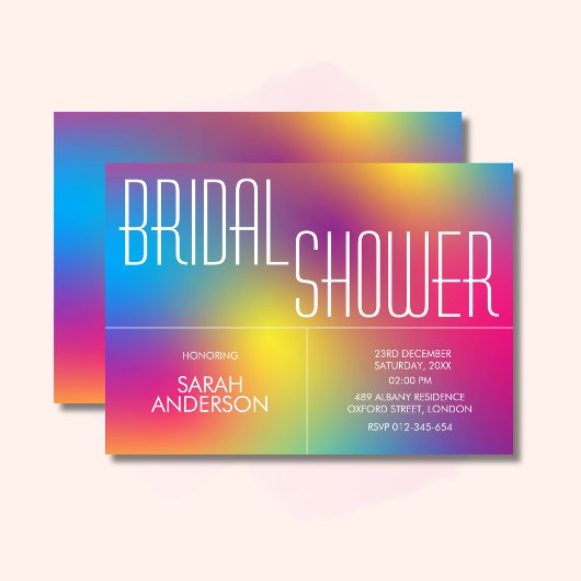 Modernes Rainbow-Holografisches Brautparty Einladung