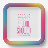 Modernes Rainbow Holographic Gradient Brautparty Pappteller (Vorderseite)
