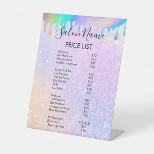 Modernes Rainbow Holographic Price Menu Sockelschild