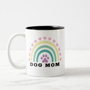 Modernes Rainbow-Hund-Mama-Monogramm Zweifarbige Tasse