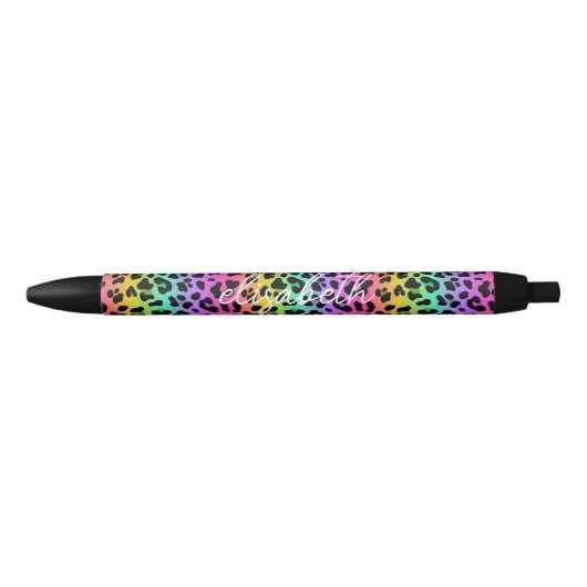 Modernes Rainbow Leopard Skin Pattern Monogram Kugelschreiber (Vorderseite)