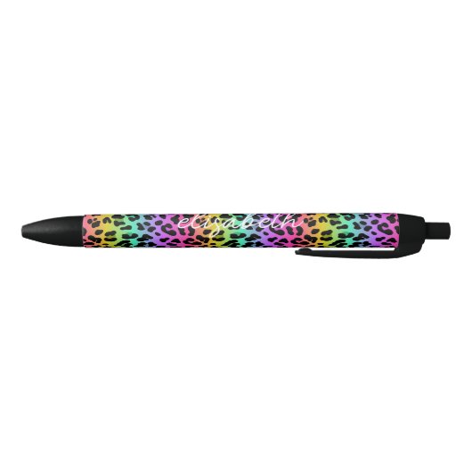 Modernes Rainbow Leopard Skin Pattern Monogram Kugelschreiber (Unterseite)