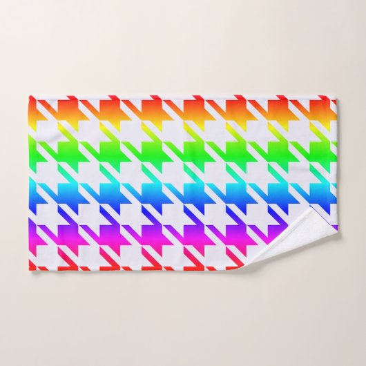 Modernes Rainbow Ombre Hahnentrittmuster Pattern Handtuch (Handtuch)